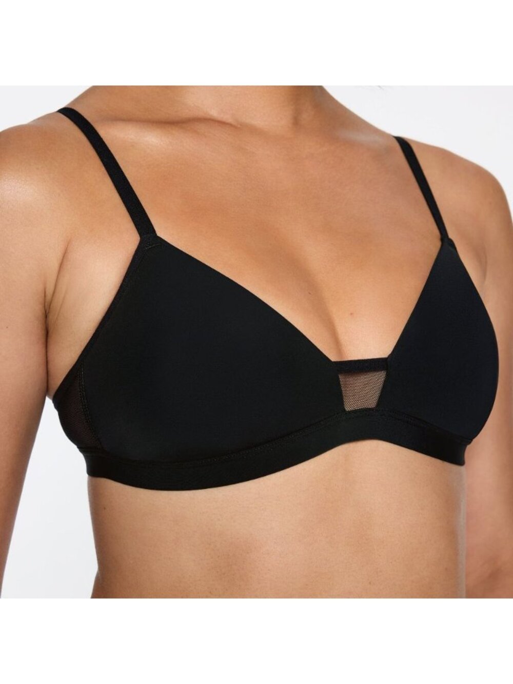 Pepper Women XS FeelGood Wirefree T Shirt Bra Wireless Black Mesh Everyday